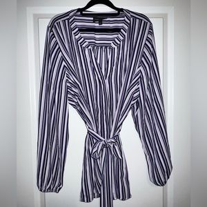 Pinstriped Long Sleeved Blouse, Size 18